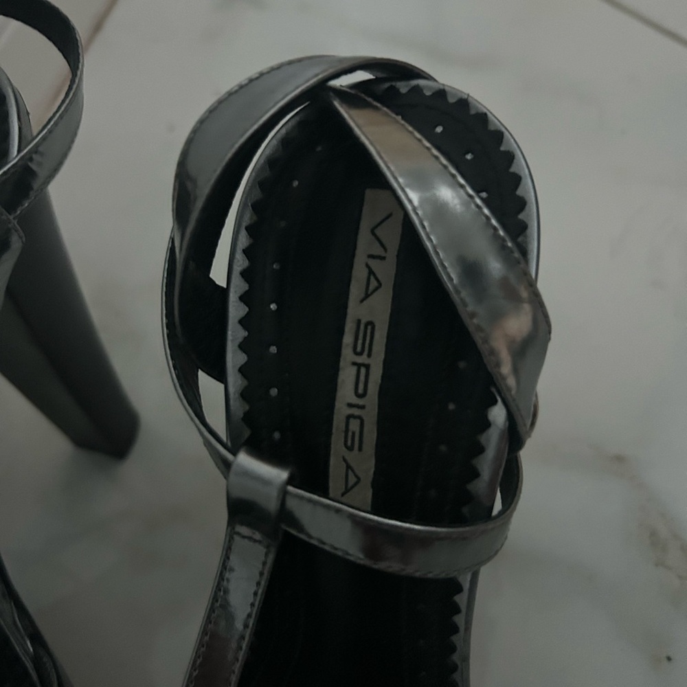 Via Spiga Metallic Strappy Heels